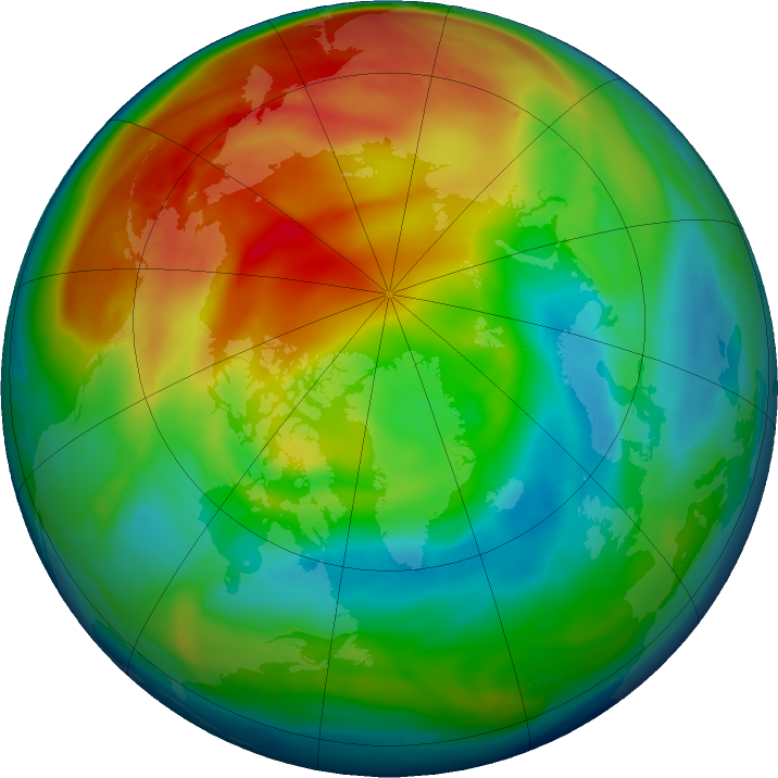 Arctic ozone map for 05 January 2021